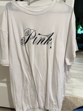 PINK Victoria's Secret Brand White Graphic Tee Halloween